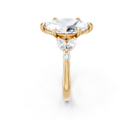 14K YG Marquise Floral Diamond Semi-Mount