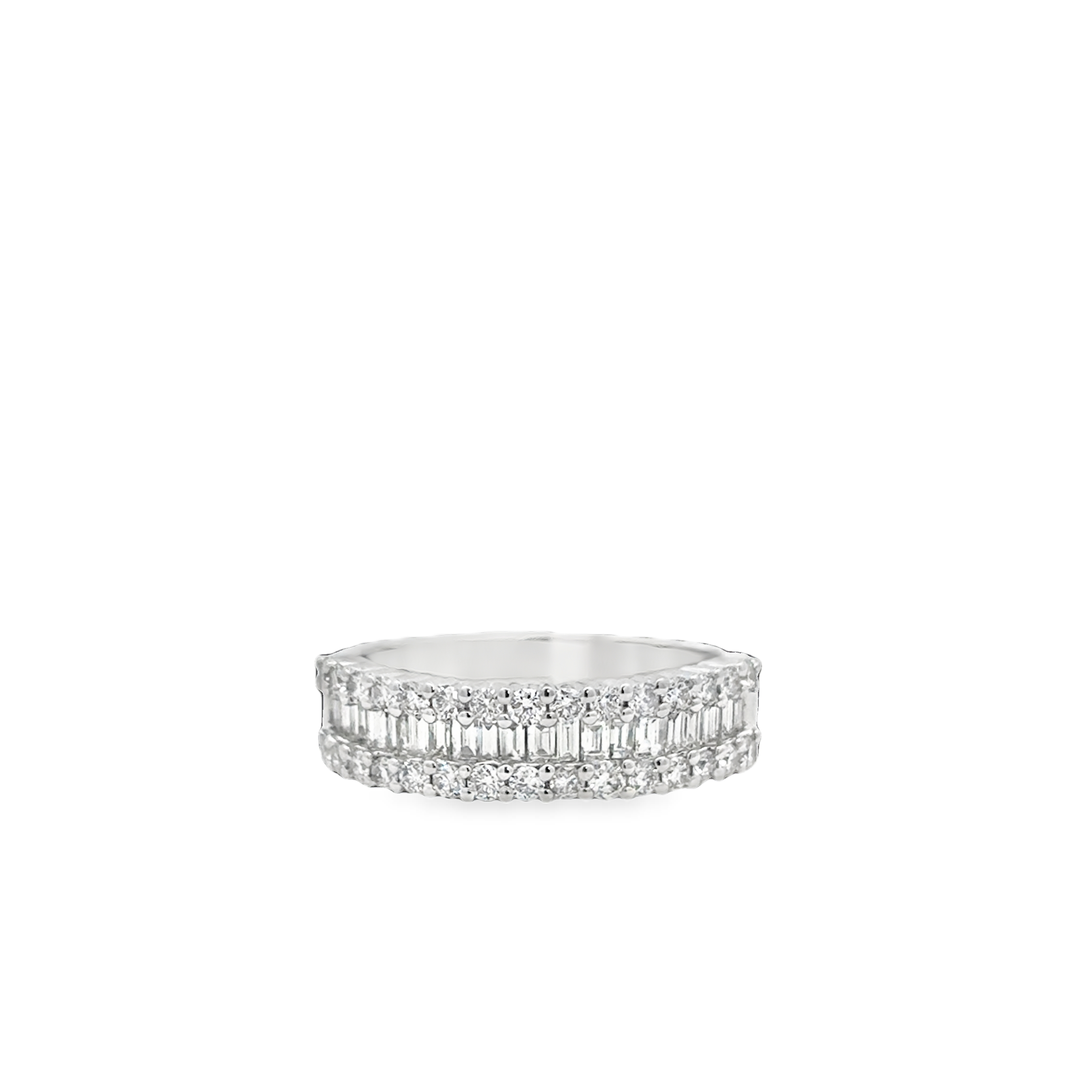 14K WG Diamond Baguette & Round Triple Row Anniversary Band Main image