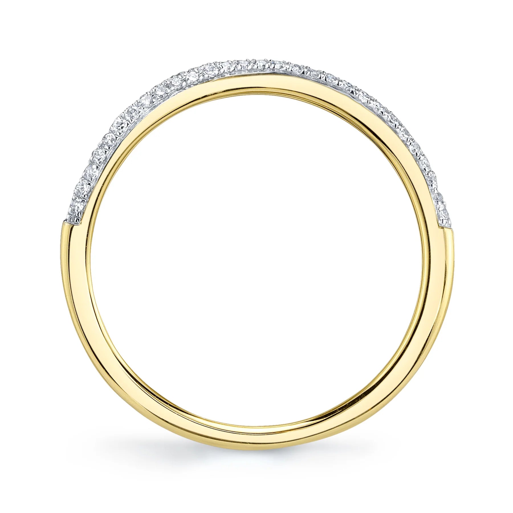 14K YG Diamond & Polished Gold Wave Band