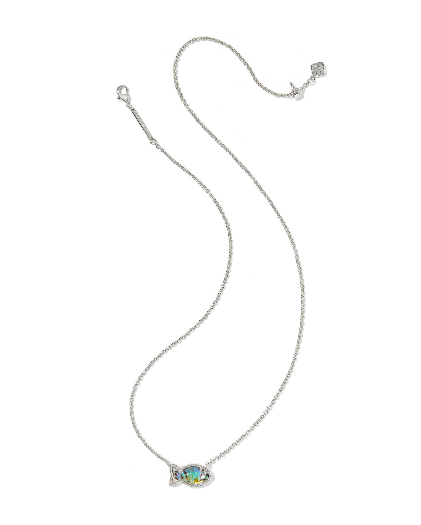 Rhodium Plated Parker Fish Pendant in Abalone Shell by Kendra Scott Secondary image