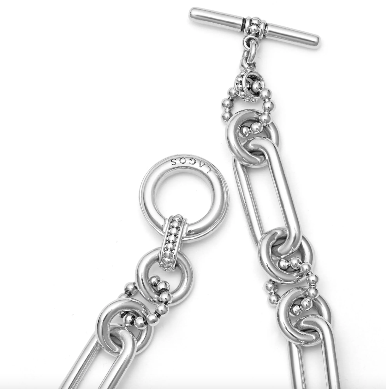 Sterling Silver Signature Caviar Fluted Link Toggle Bracelet by Lagos Secondary image