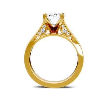 14K YG Oval 1/10cttw Diamond Milgrain Accent Solitaire Semi-Mount by Imagine Bridal