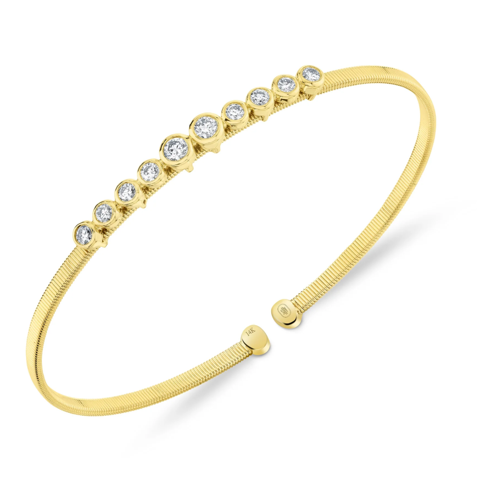 14K YG 1/2cttw Round Diamond Bezel Bangle by Shy Creation Secondary image
