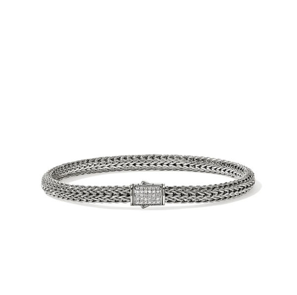 Sterling Silver Icon 5mm Bracelet with Diamond Clasp by John Hardy