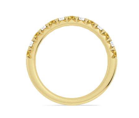 14K Yellow Gold Alternating Citrine & Diamond Fishtail Anniversary Band Secondary image
