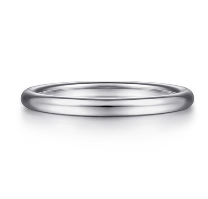 14K White Gold 2mm Light Weight Polished Band by Gabriel NY