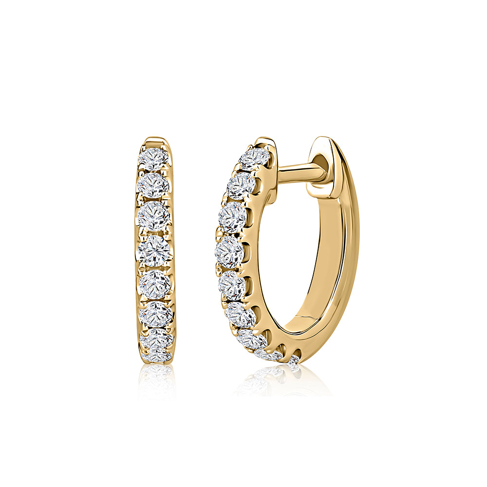 18K YG 3/4cttw Diamond Small Hoops by Fire & Ice Main image