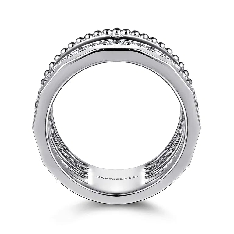 Sterling Silver Bujukan White Sapphire Easy Stackable Ring by Gabriel