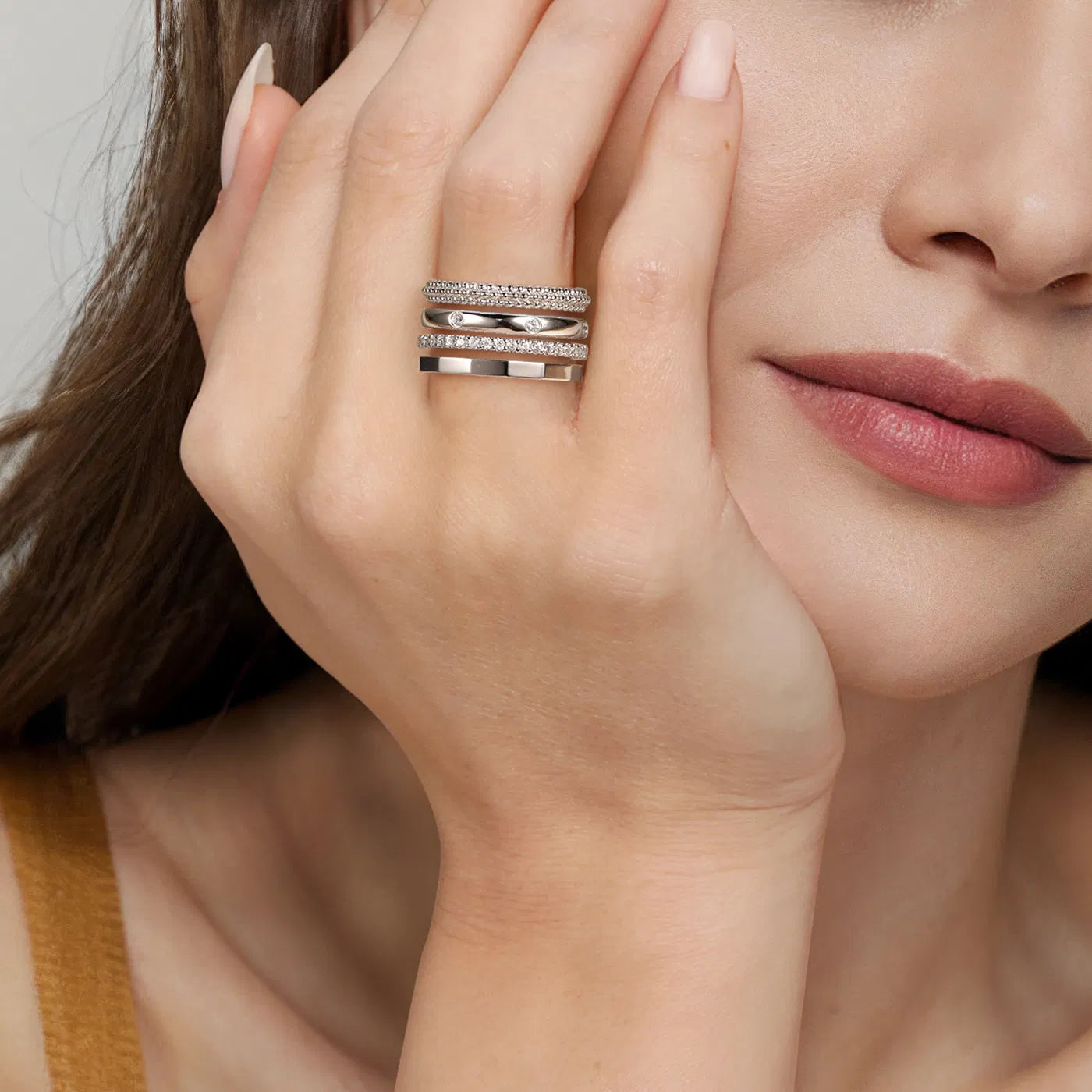 Sterling Silver Bujukan White Sapphire Easy Stackable Ring by Gabriel