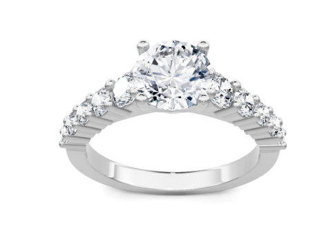 14K WG Round Dia Graduated Semi Mount 10 Rd Dia=2/3cttw