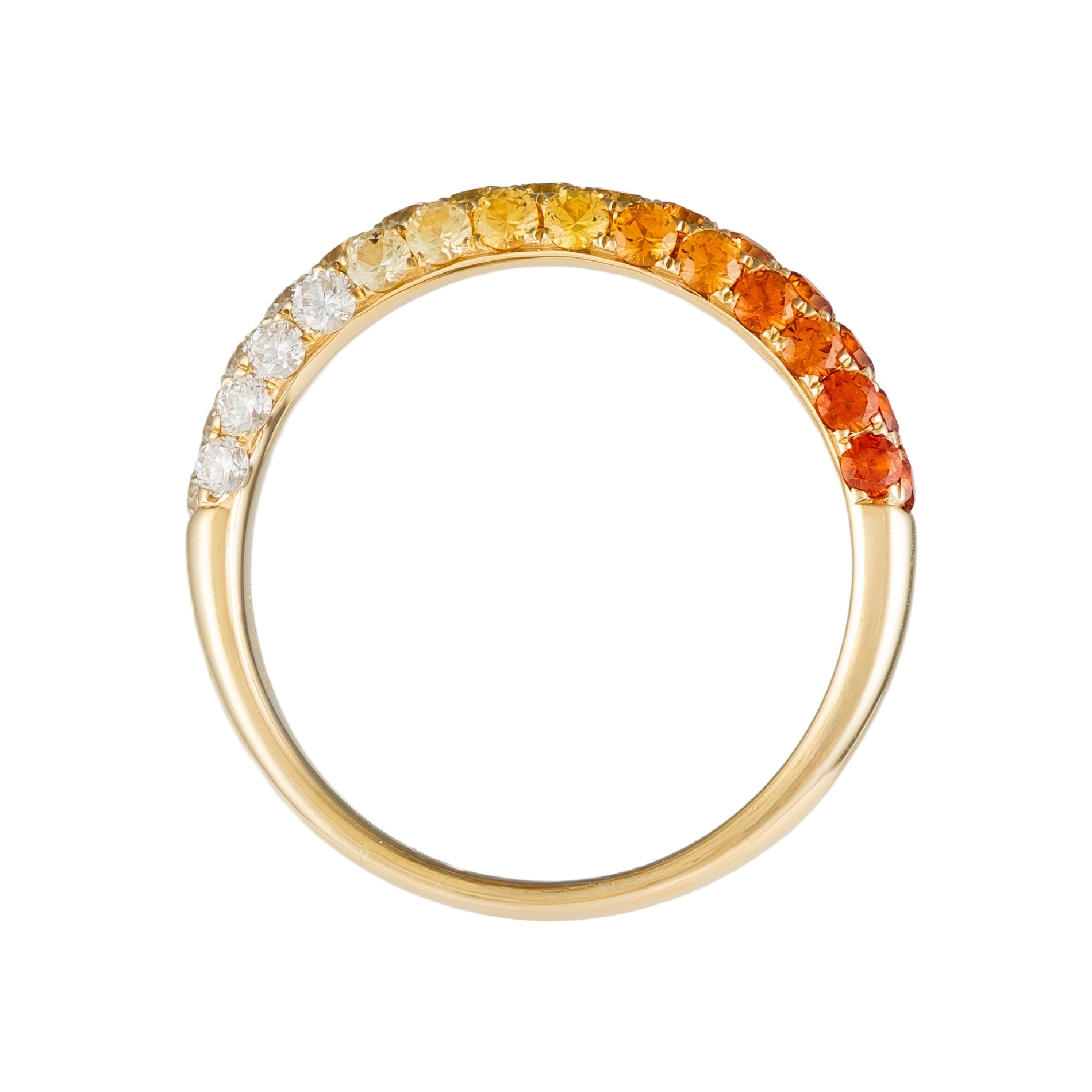 18K Yellow Gold Ombre Orange Sapphire & Diamond Band by David Kord