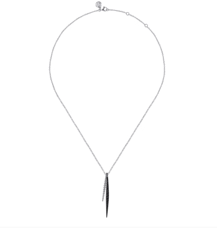 Sterling Silver Bujukan Black Spinel Double Spike Pendant by Gabriel NY