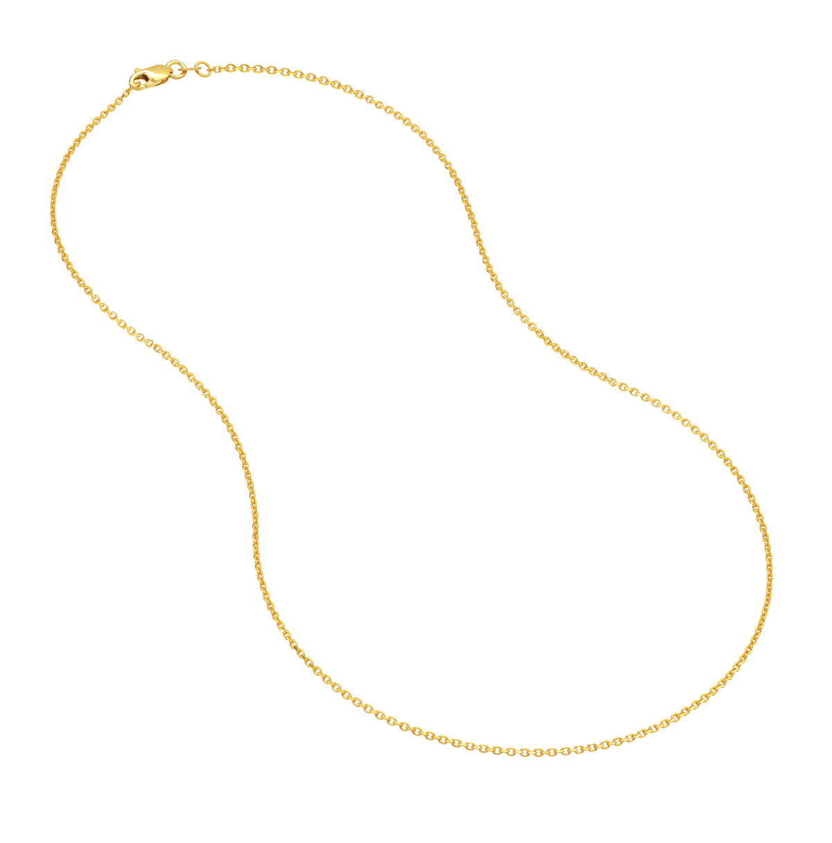 14K Yellow Gold 1.25mm Diamond Cut Cable Chain, 20"