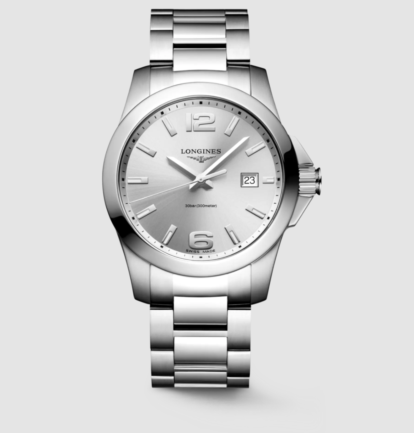 Longines Conquest 41mm Watch with Sunray Silver Dial
