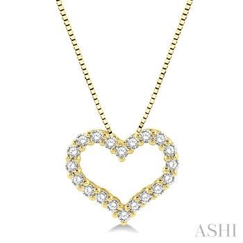 14K YG 1/2CTTW Diamond Open Heart Shaped Pendant Main image