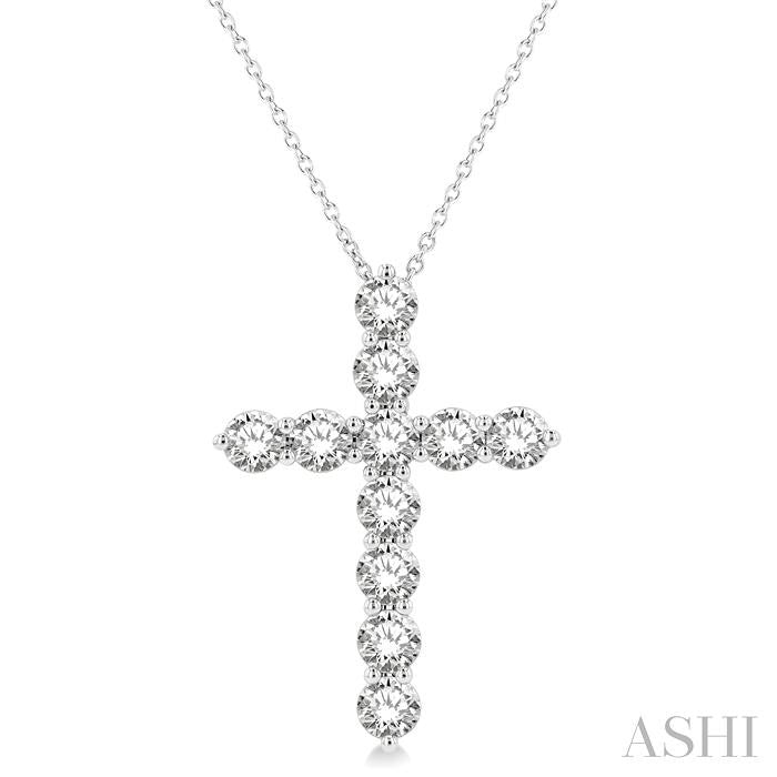 14K WG 4cttw Diamond Cross Pendant Necklace Main image