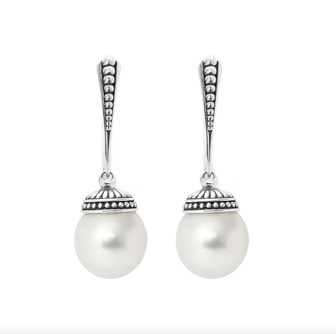 Sterling Silver Luna Pearl Leverback Drop Earrings by LAGOS Main image