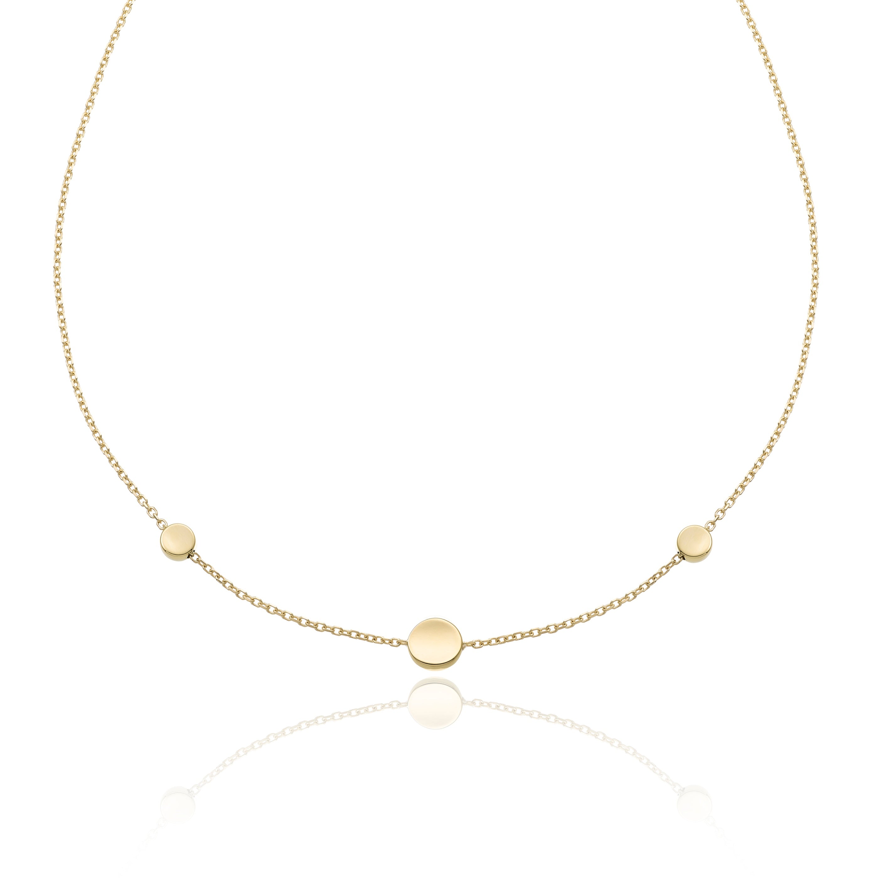 18K YG Armillas Glow" 3 Polished Disc Station Chain Necklace by Chimento