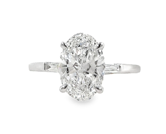 Platinum Lab Grown Oval Diamond Three-Stone Ring by Fana Main image