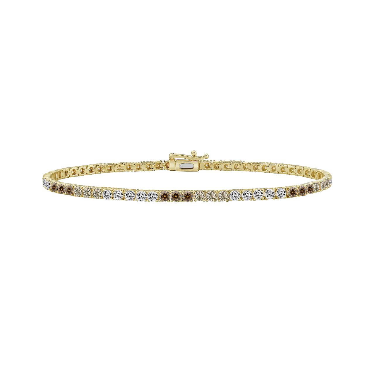 14K YG 1cttw Desert Diamond Line Tennis Bracelet