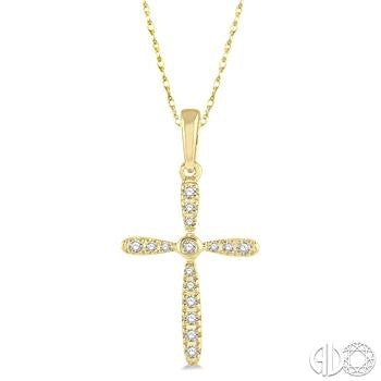 10K YG 1/10cttw Diamond Cross Pendant Necklace Main image