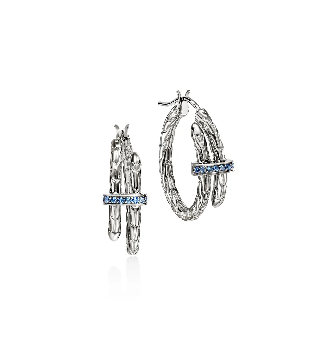 Sterling Silver Spear Hoops with Blue Sapphires by John Hardy Main image