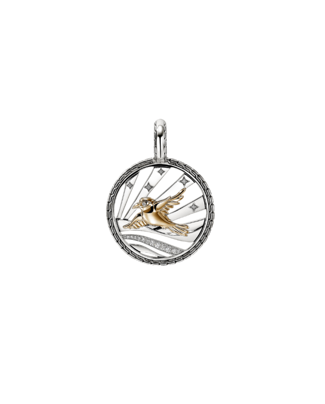 14K Yellow Gold & Sterling Silver Modern Talismans Starling Diamond Pendant by John Hardy