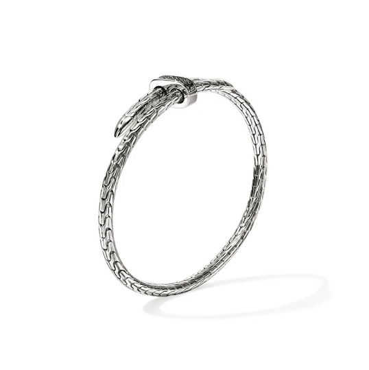Sterling Silver Spear Flex 4mm Treated Black Sapphire Bangle by John Hardy Main image