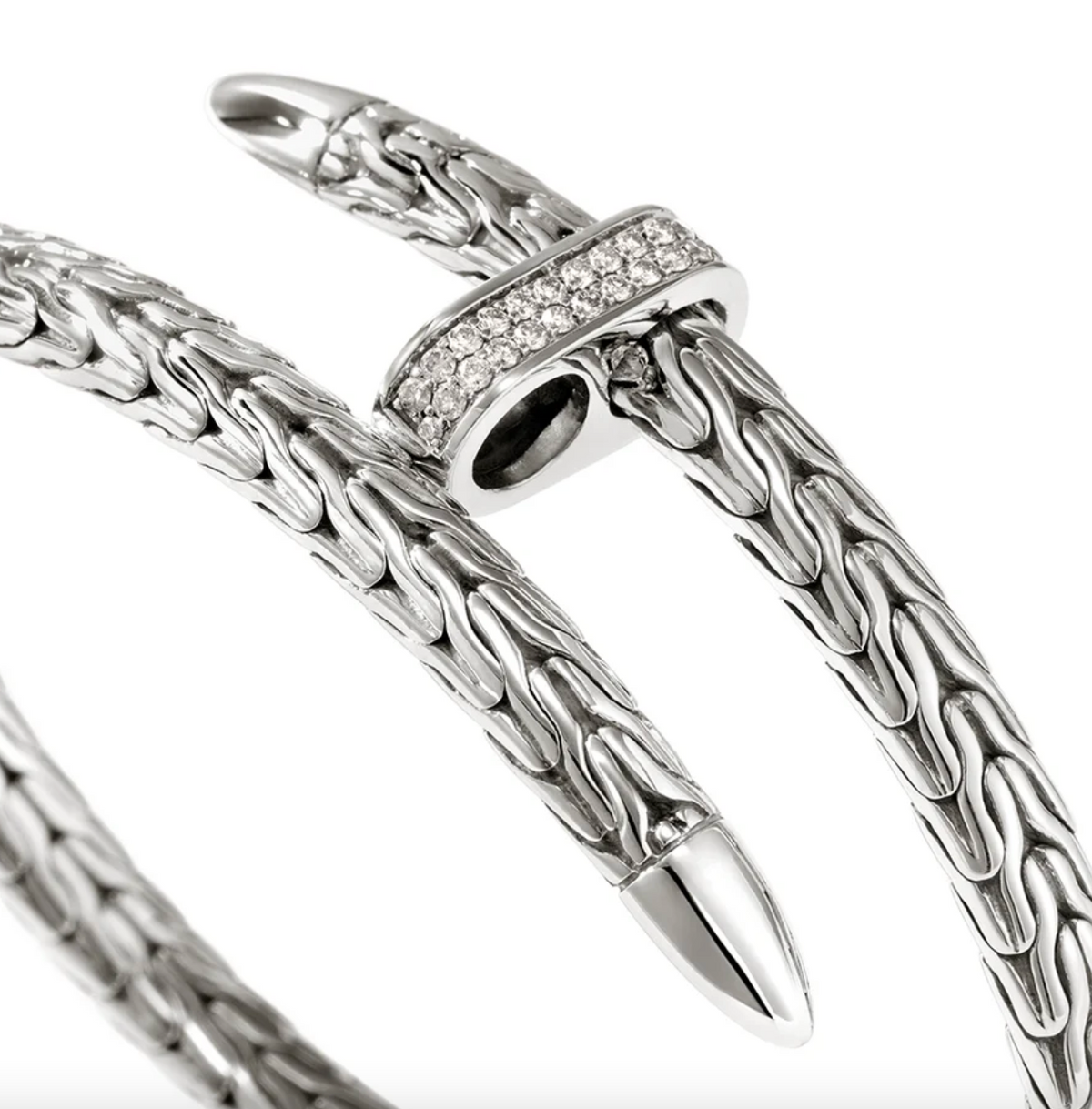 Sterling Silver 5.5MM Spear Flex Diamond Bypass Bangle by John Hardy
