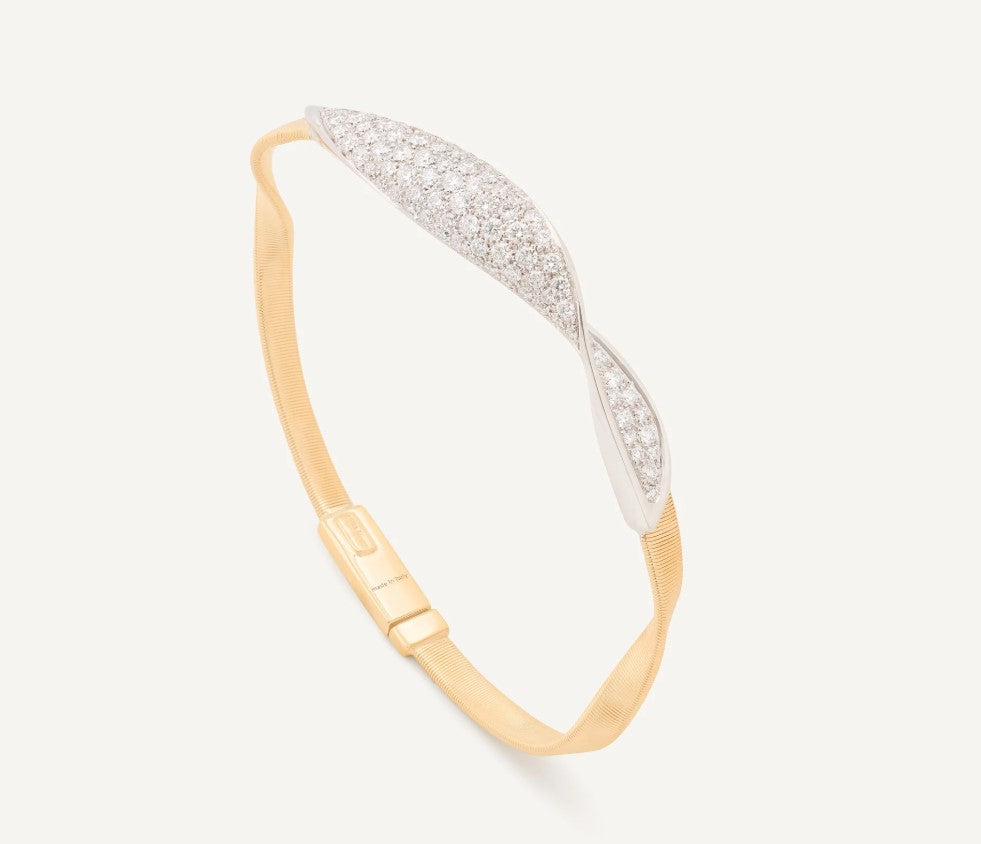 18K YG Marrakech Bracelet with Wide Diamond Pavé Crossover by Marco Bicego