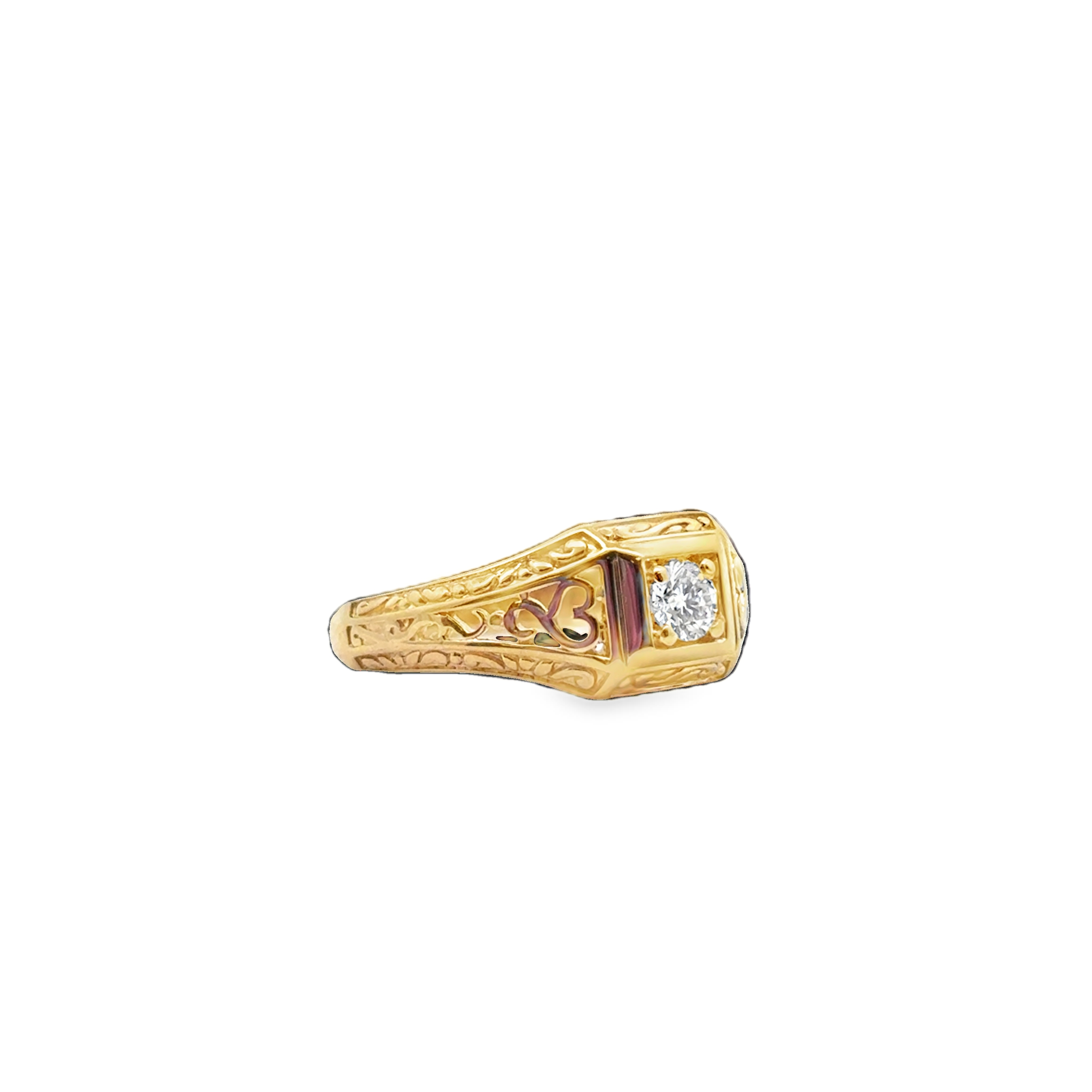 14K YG Vintage Style Diamond & Filagree Ring  *Estate Item Sold as is, Final Sale*