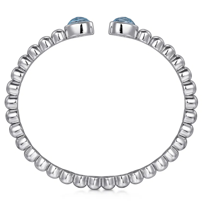 Sterling Silver Bujukan Rock Crystal & Turquoise Cuff by Gabriel NY Secondary image
