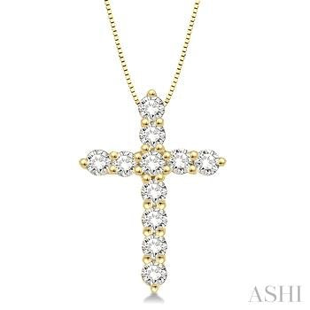 14K YG 1/2cttw Diamond Prong Set Cross Pendant Main image