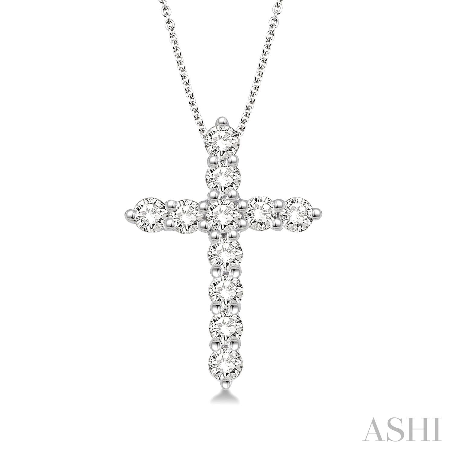 14K WG .25cttw Dia Prong Set Cross Pendant