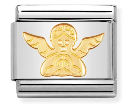 Stainless Steel & 18K Yellow Gold Angel Charm