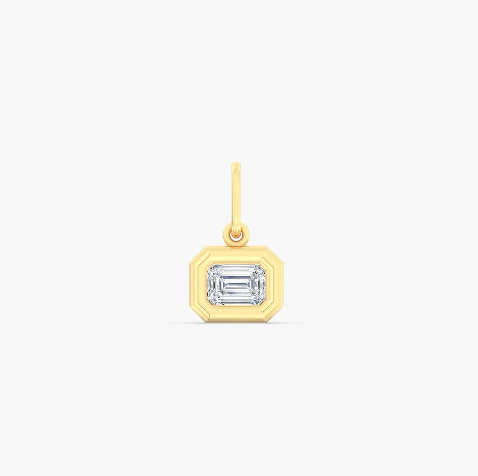 14K Yellow Gold East-West Lab Diamond Emerald Cut Domed Pendant by Everlee Main image