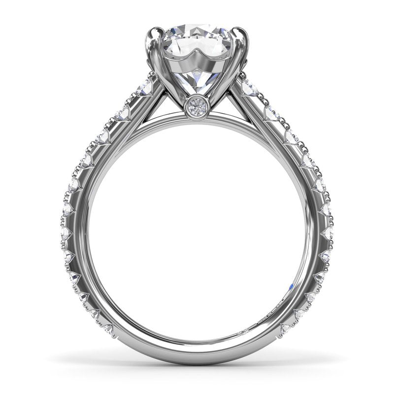 14K WG Round Diamond Graduated Semi-Mount with Peekaboos by Fana