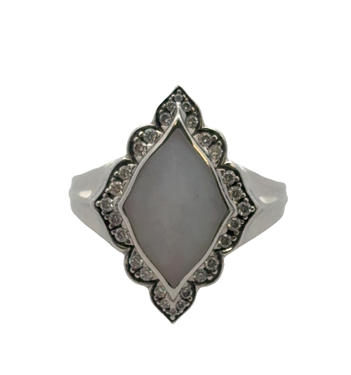14K WG MOP & Diamond Kabana Ring *Estate Item Sold as is, Final Sale* Main image