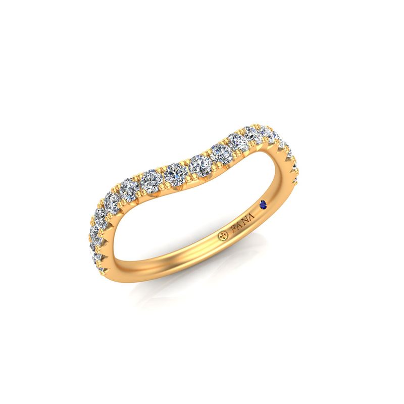 14K YG Diamond Contour Wedding Band by Fana