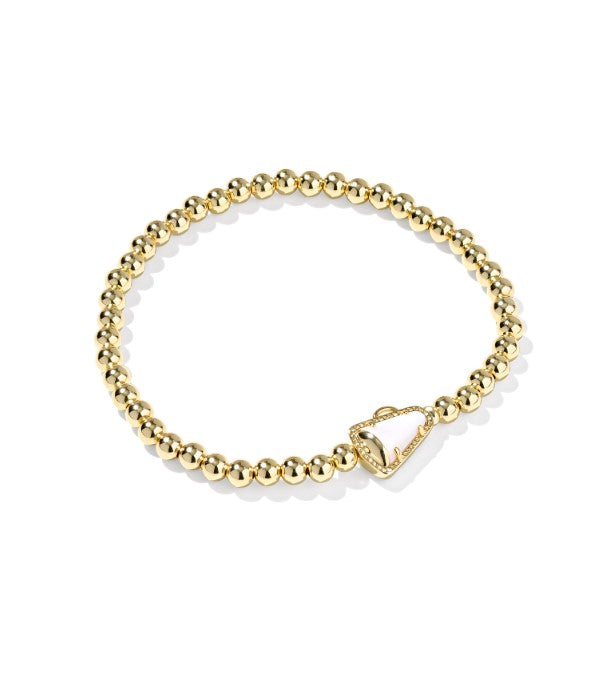 Gold Plated Cheer Stretch Bracelet in White MOP by Kendra Scott