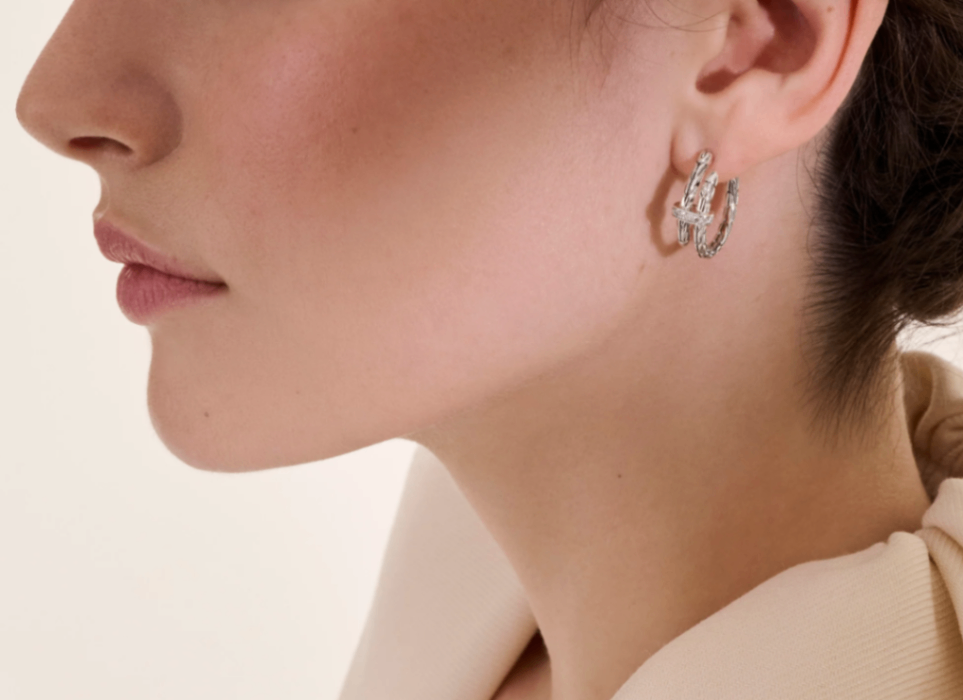 Sterling Silver Spear Diamond Hoop Earrings by John Hardy Main image