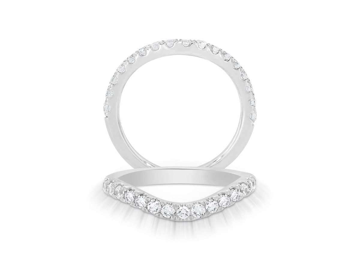 14K WG 1/2cttw Diamond Contour Curved Wedding Band Main image