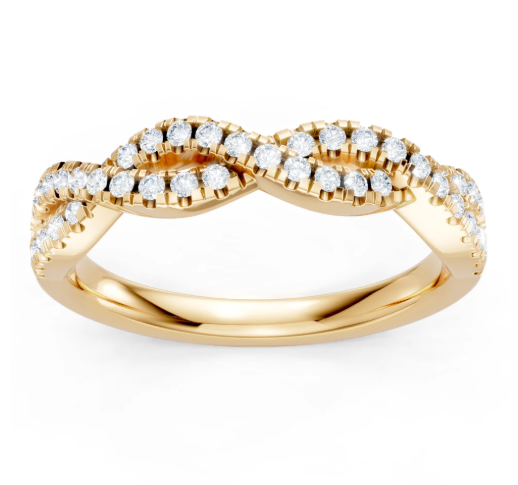 14K YG 1/3cttw Diamond Twist Wedding Band