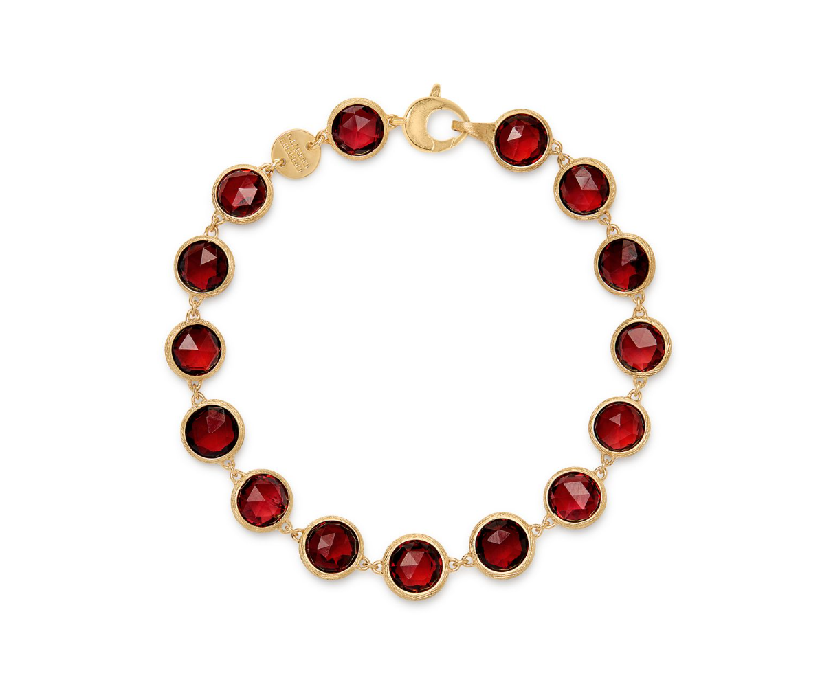 18K Yellow Gold Jaipur Bezel Set Garnet Bracelet by Marco Bicego