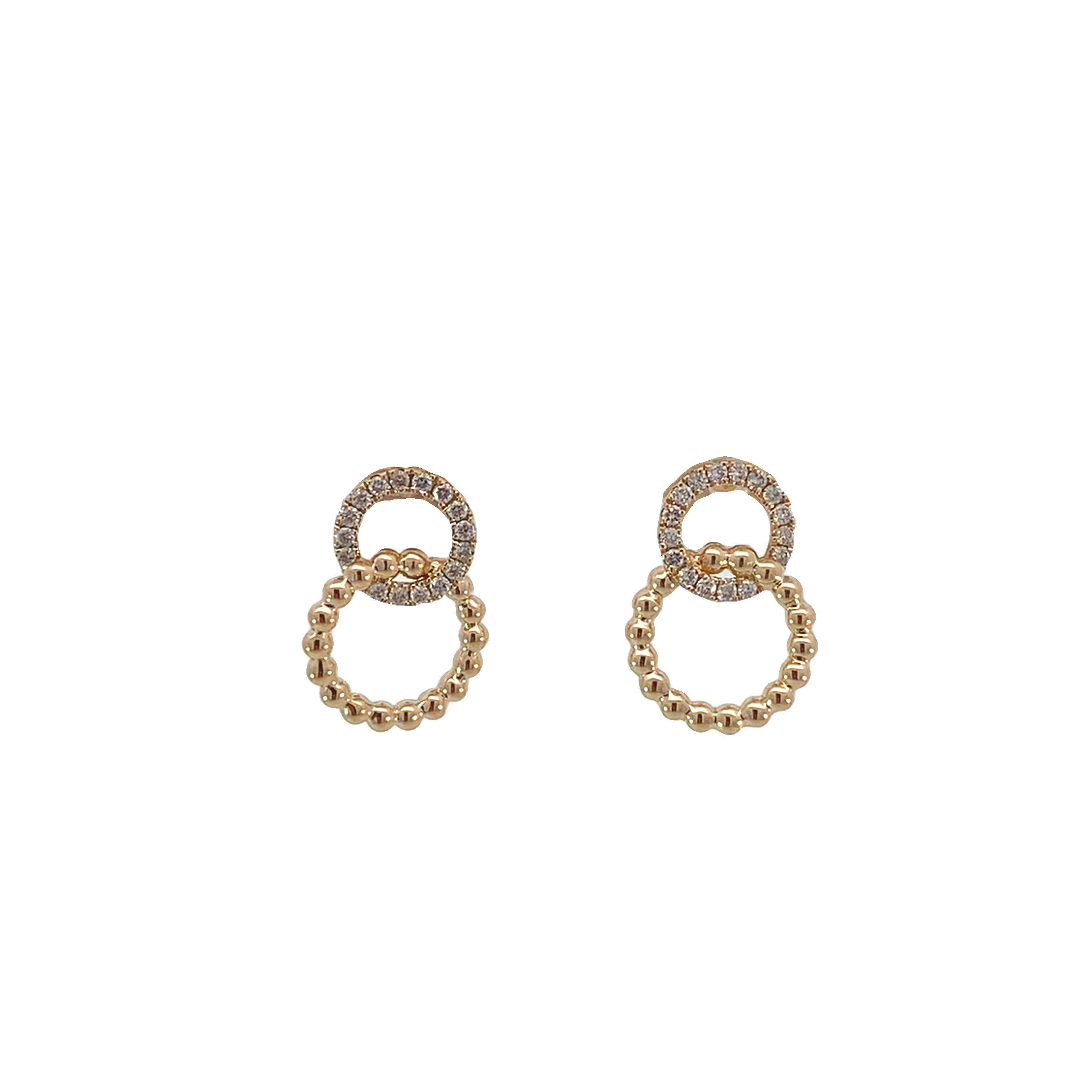 14K YG Diamond & Polished Interlocking Double Circle Studs Main image