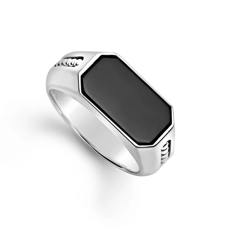 Sterling Silver Onyx Octagon Men's Ring by LAGOS