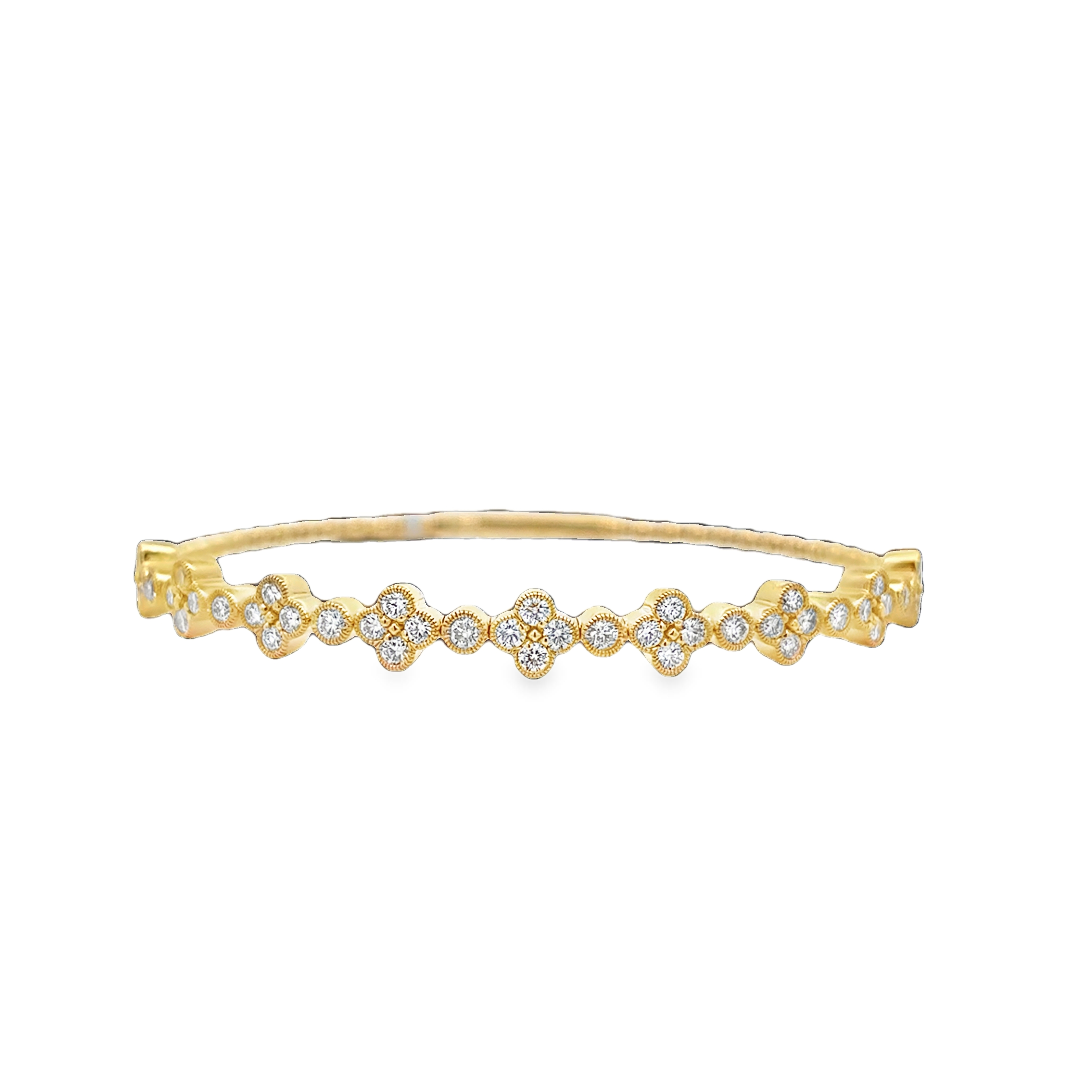 14K YG Diamond Clover Station Flexi Bangle Main image