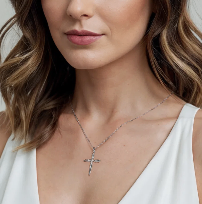 Sterling Silver Bujukan Cross Pendant Necklace by Gabriel NY Secondary image