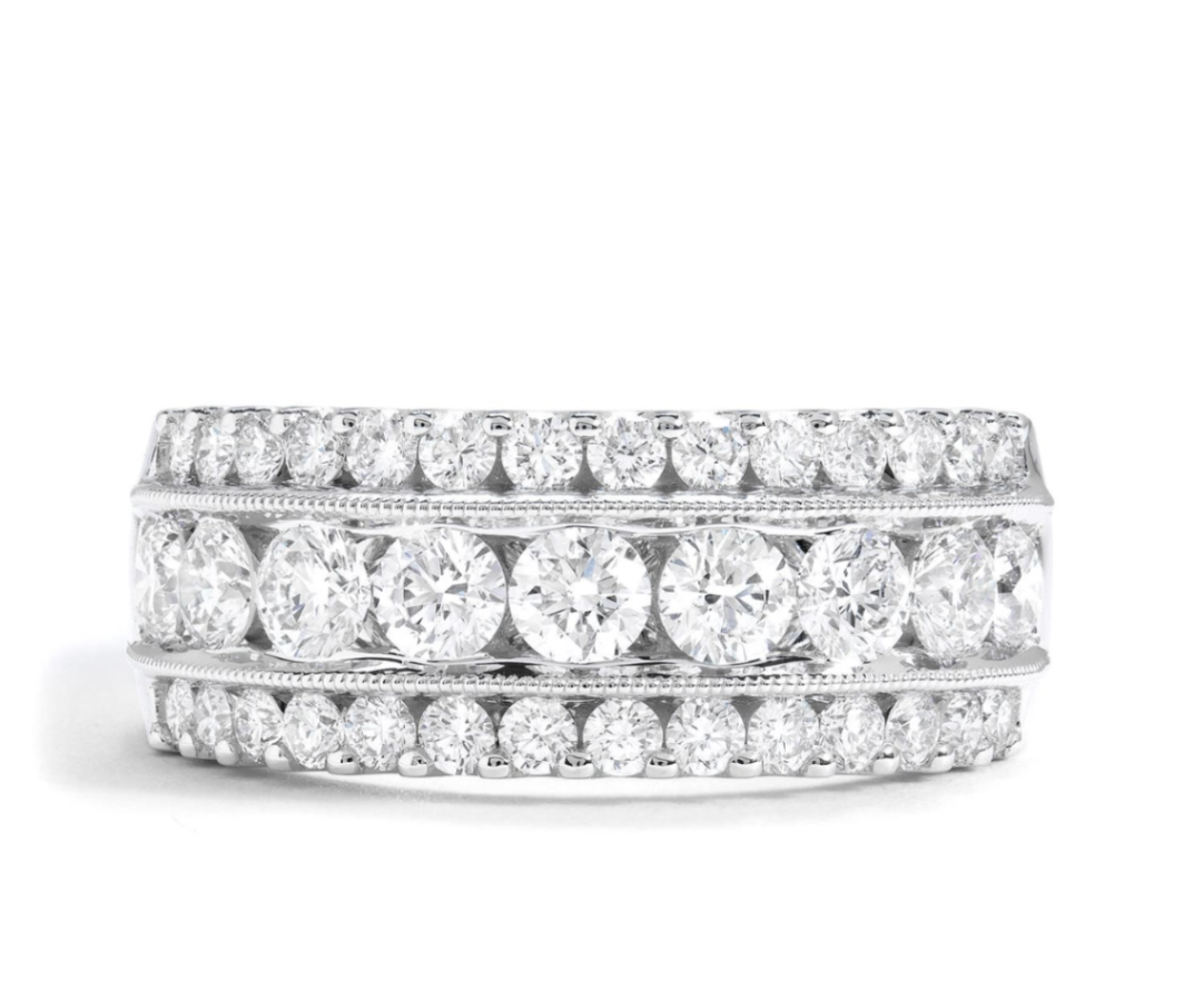 18K White Gold Diamond Three Row Anniversary Band Main image