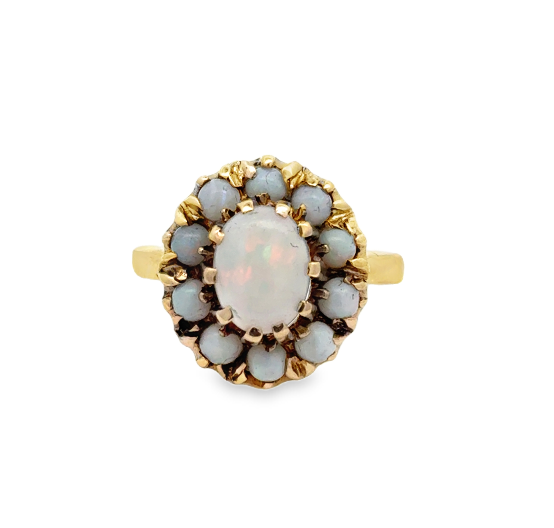 10K YG Opal Halo Ring *Estate Item Sold as is, Final Sale* Main image